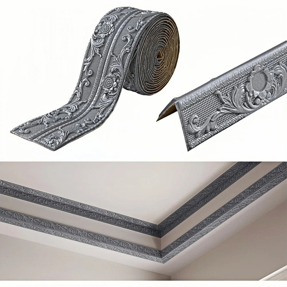 Self-Adhesive Wall Sticker | 2.3m x 12cm PVC Decorative Ceiling Corner Line