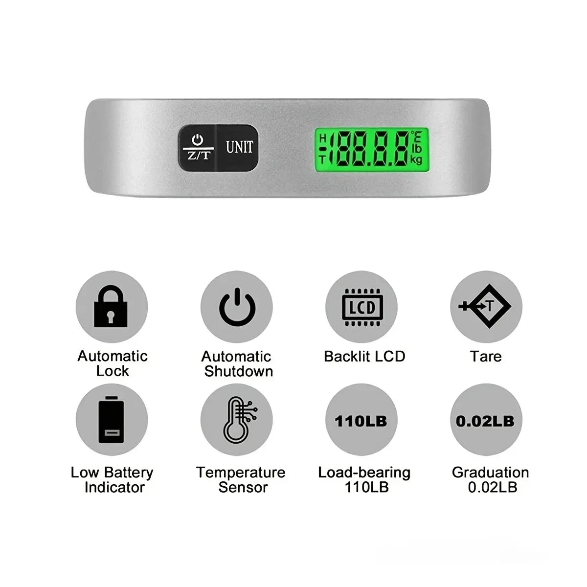 Portable Hanging Luggage Scale | Digital Travel Scale 110lb/50kg