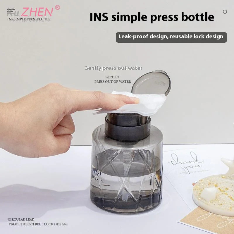 Refillable Nail Polish Remover Pump Bottle | Lockable Empty Dispenser for Manicure
