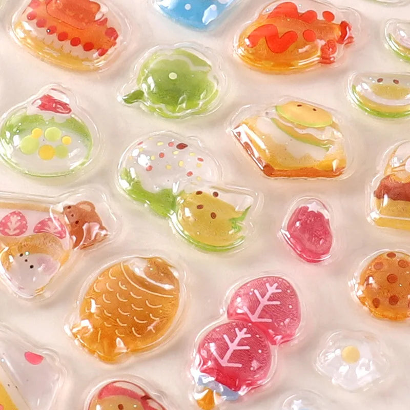 6-Style Japanese 3D Cute Stickers | Crystal Embossed Design for DIY Crafts