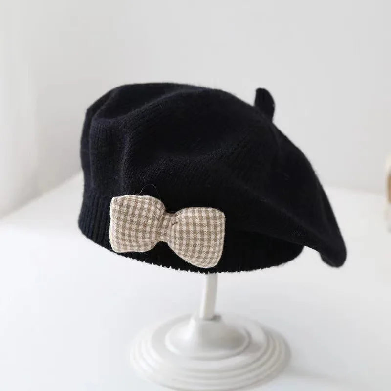 Winter Baby Girl Knitted Beret Hat | Cute Princess Bow Beanie for Toddlers 1-4Y