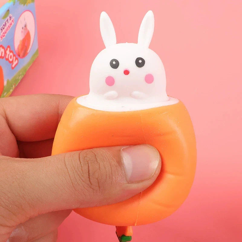 Squishy Carrot Rabbit Squeeze Telescopic Toys | Stress Relief Pinch Music Toy for Kids and Adults
