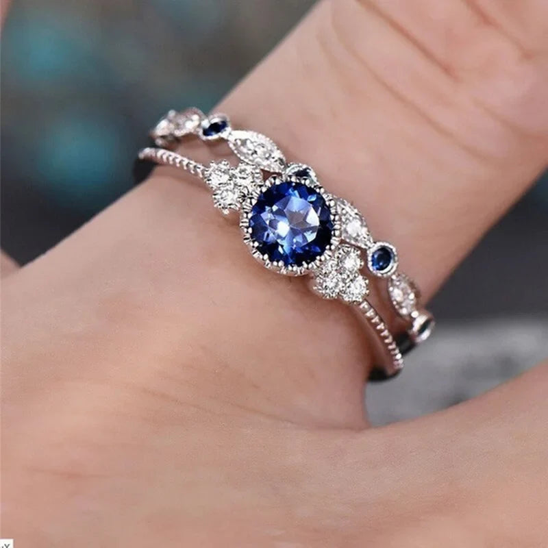 925 Sterling Silver Ring Set with Emerald Zircon Crystals | Women's Wedding Engagement Jewelry