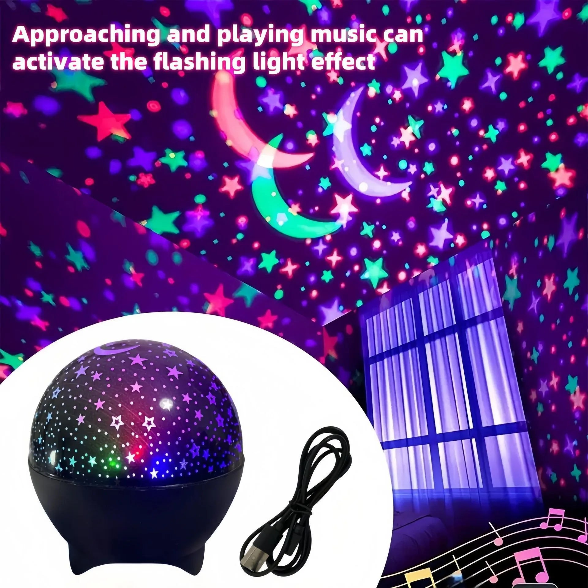 Star Projector Night Light for Kids | 360° Starry Sky Moon Atmosphere Lamp
