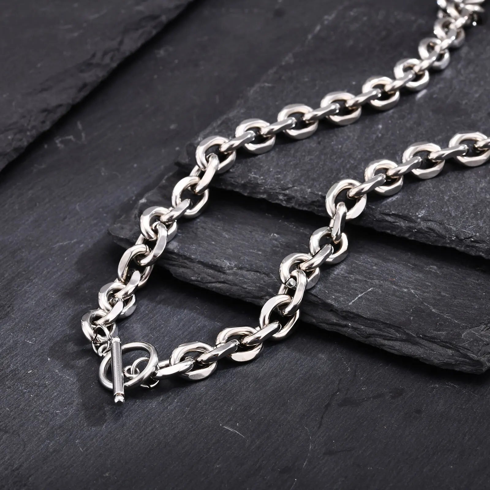 Vnox 9mm Chunky Chain Necklace | Thick Rolo Link Collar with Toggle Clasp