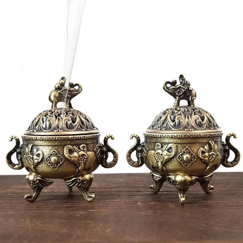 Elephant Lotus Incense Burner | Metal Incense Holder for Yoga Meditation