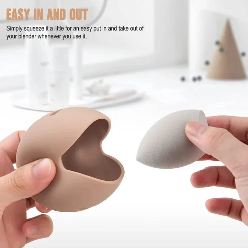 Eco-Friendly Silicone Makeup Sponge Holder | Portable Multi-Hole Storage Case