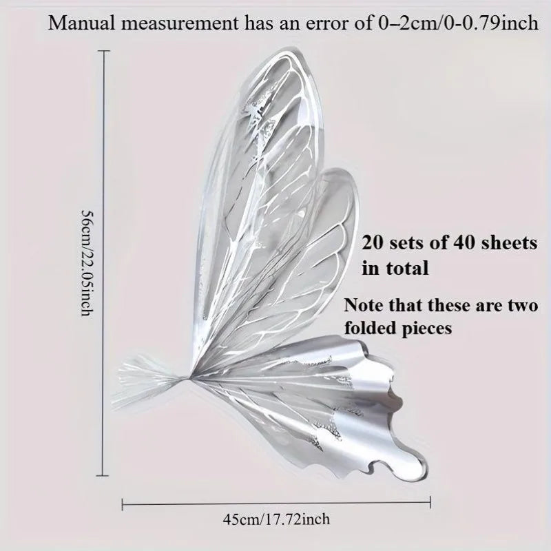 40pcs Transparent Crystal Butterfly Wrapping Paper | Floral Bouquet Packaging Material