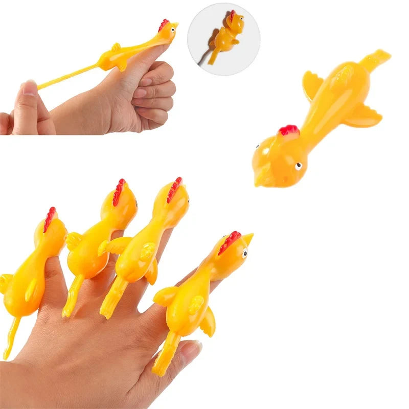 Catapult Chicken Toy | Flying Rubber Finger Prank Gag Gift