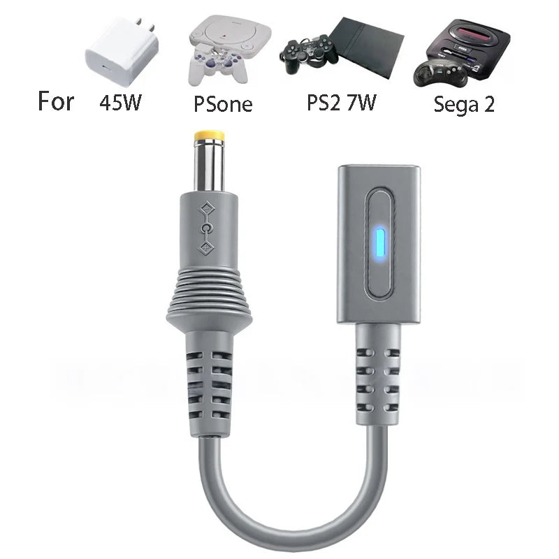 USB C to DC 4.8x1.7mm Charging Cable | 45W Adapter for Retro Game Consoles