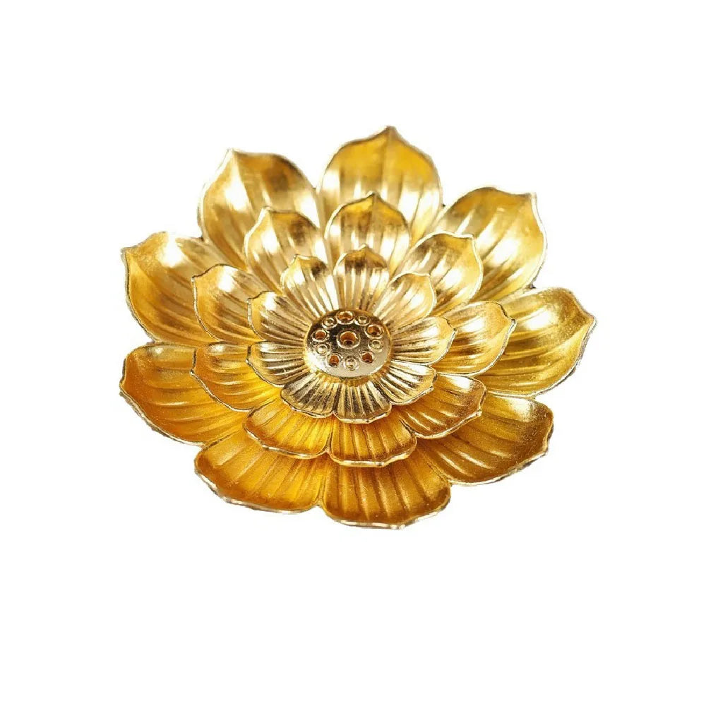 2in1 Alloy Incense Burner | Metal Sandalwood Stick Holder with Zen Lotus Design