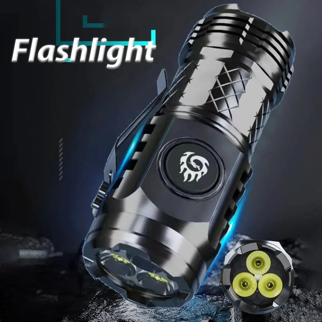 Portable High Brightness 3 LED Flashlight | Type-C Rechargeable Mini Outdoor Light