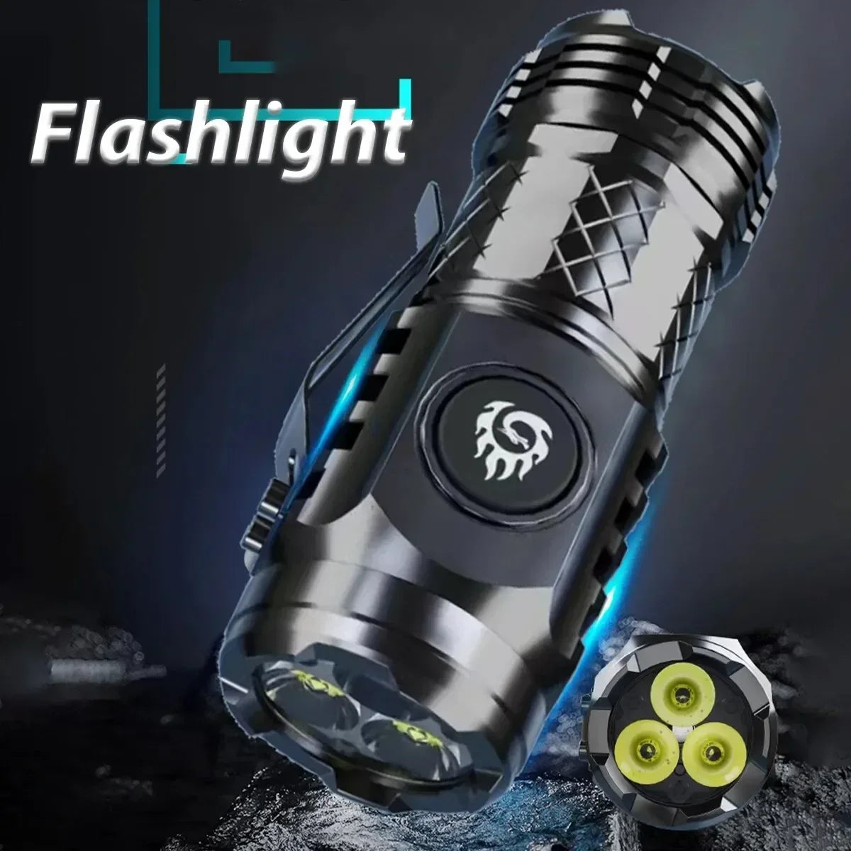 Portable High Brightness 3 LED Flashlight | Type-C Rechargeable Mini Outdoor Light