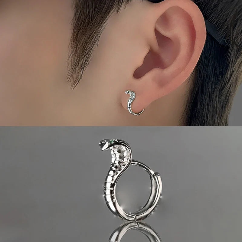 Velishy Snake Hoop Earrings | Gothic Copper Zircon Jewelry