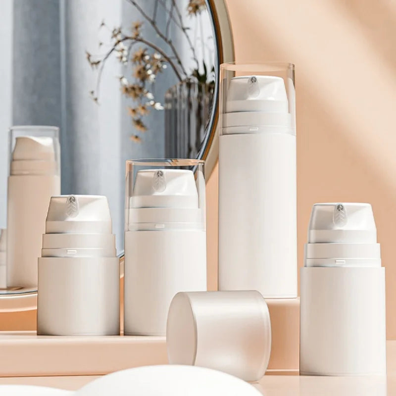 Portable Travel Airless Pump Jar | Leak Proof Refillable Cosmetic Bottle