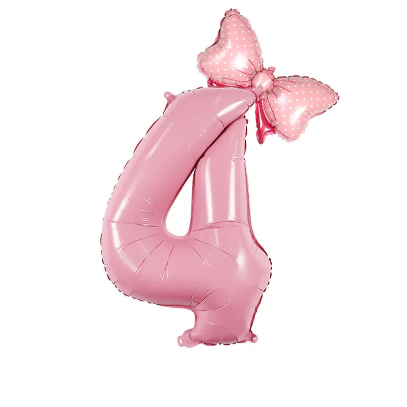 Number Foil Balloon Set with Bows | Birthday Party Decor