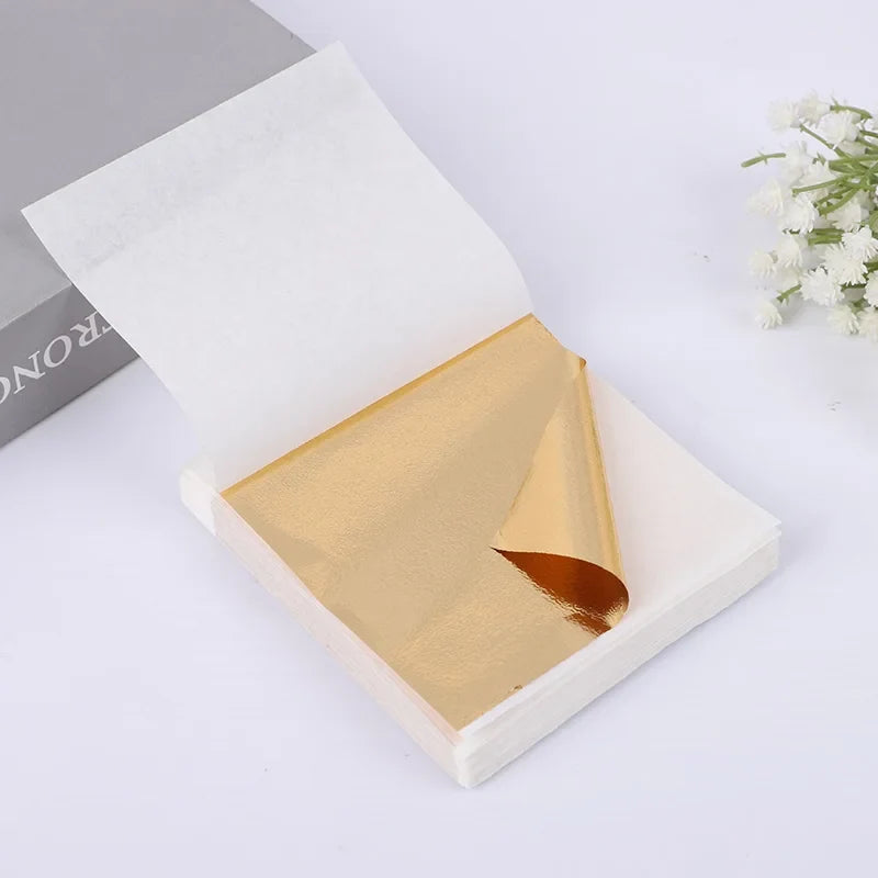 100pcs Imitation Gold Silver Foil Sheets for DIY Crafts | Gilding Flakes for Resin Candle Art