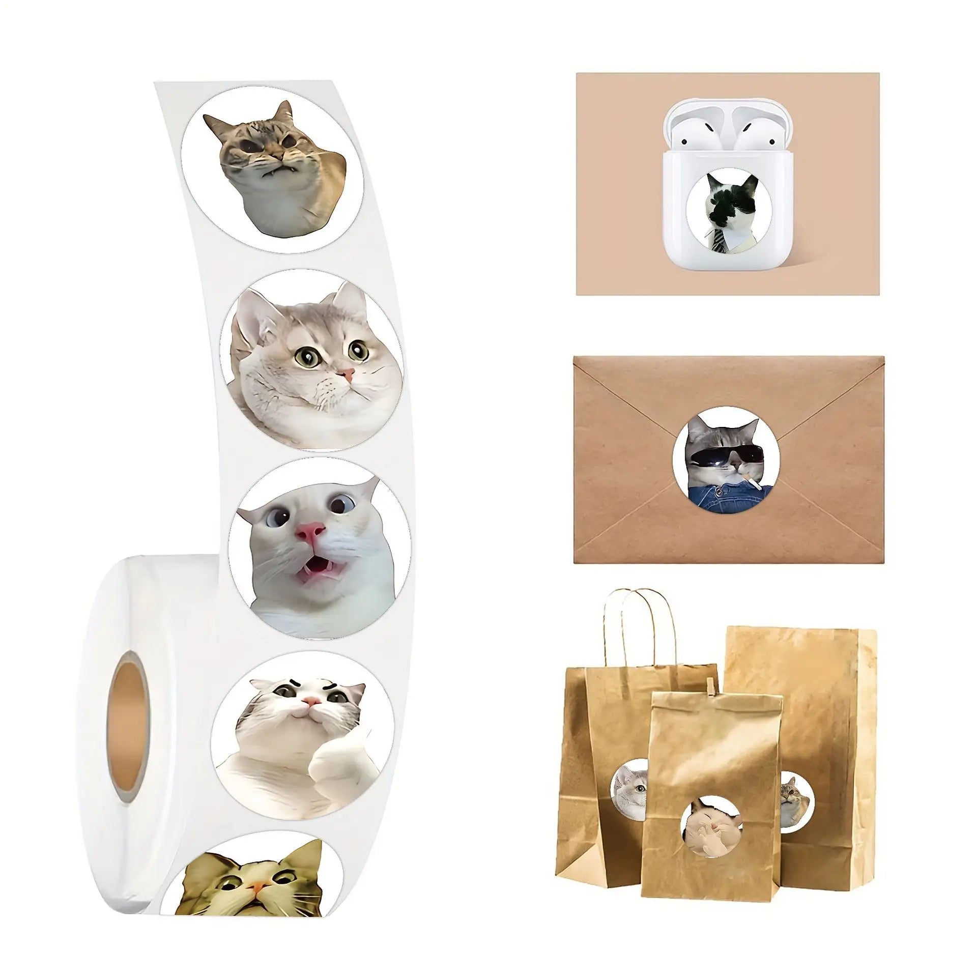 Funny Cat Meme Stickers for Kids | 100 or 500 Pack Teacher Reward Stickers