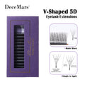 DeceMars V-shaped 5D Eyelash Extensions | Matte Black 12 Rows Tray