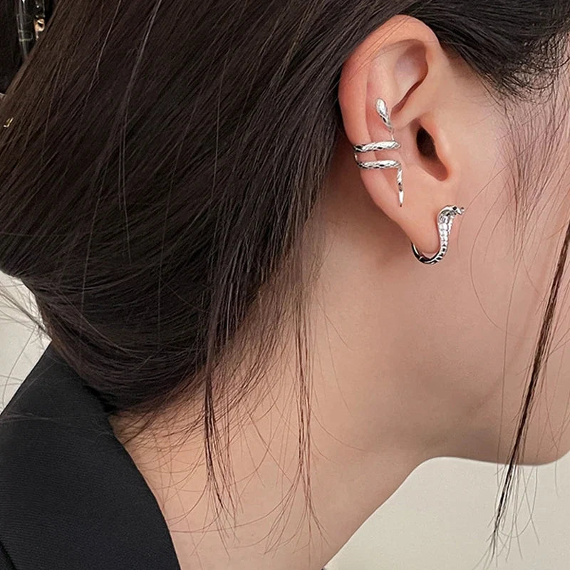Velishy Snake Hoop Earrings | Gothic Copper Zircon Jewelry