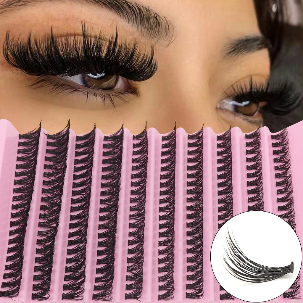 D-Curl Cluster Lashes Kit 200Pcs | DIY Natural Lash Extensions