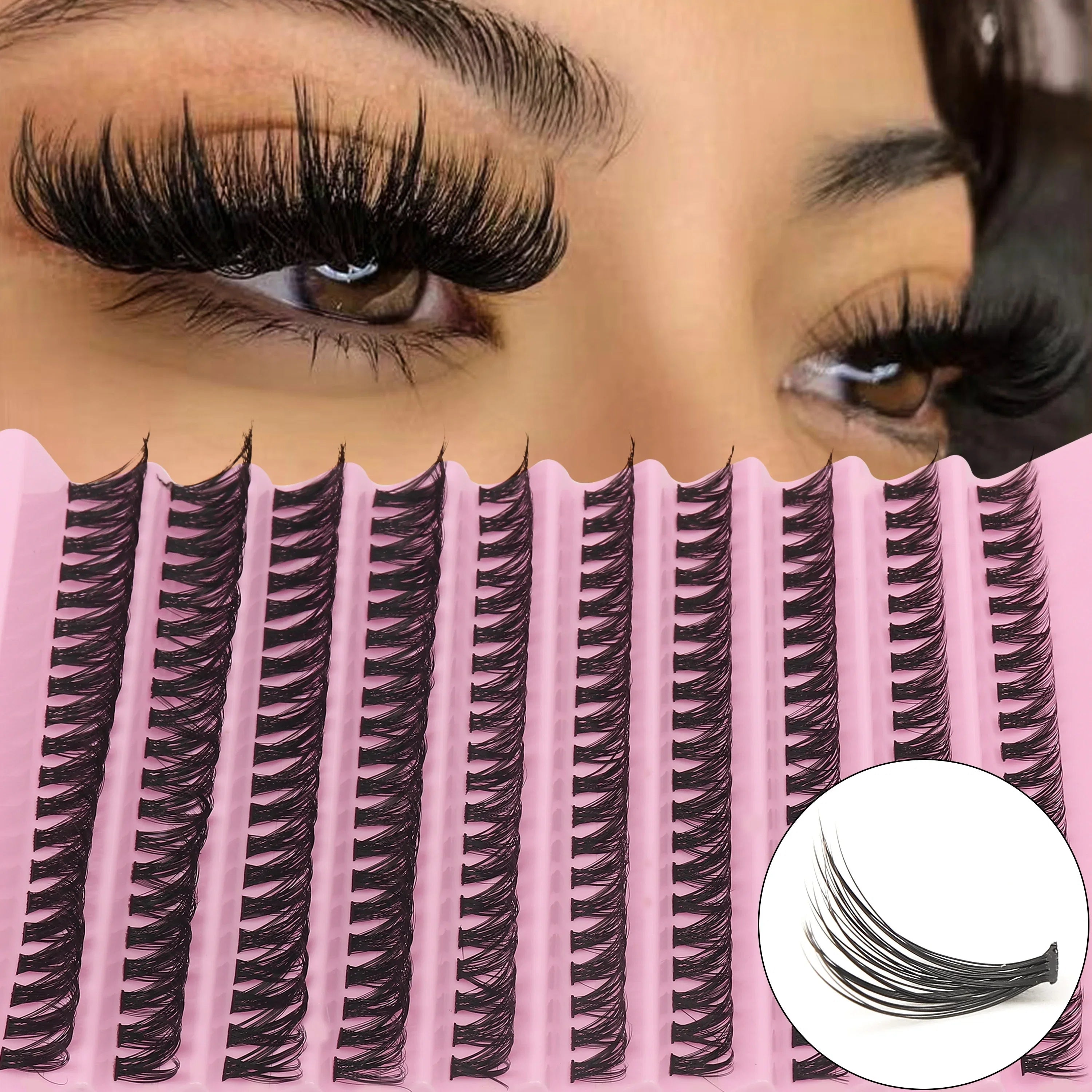 D-Curl Cluster Lashes Kit 200Pcs | DIY Natural Lash Extensions