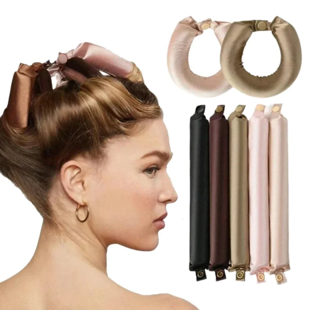 Satin Heatless Curling Rod Headband | No Heat Hair Curlers for Overnight Soft Curls