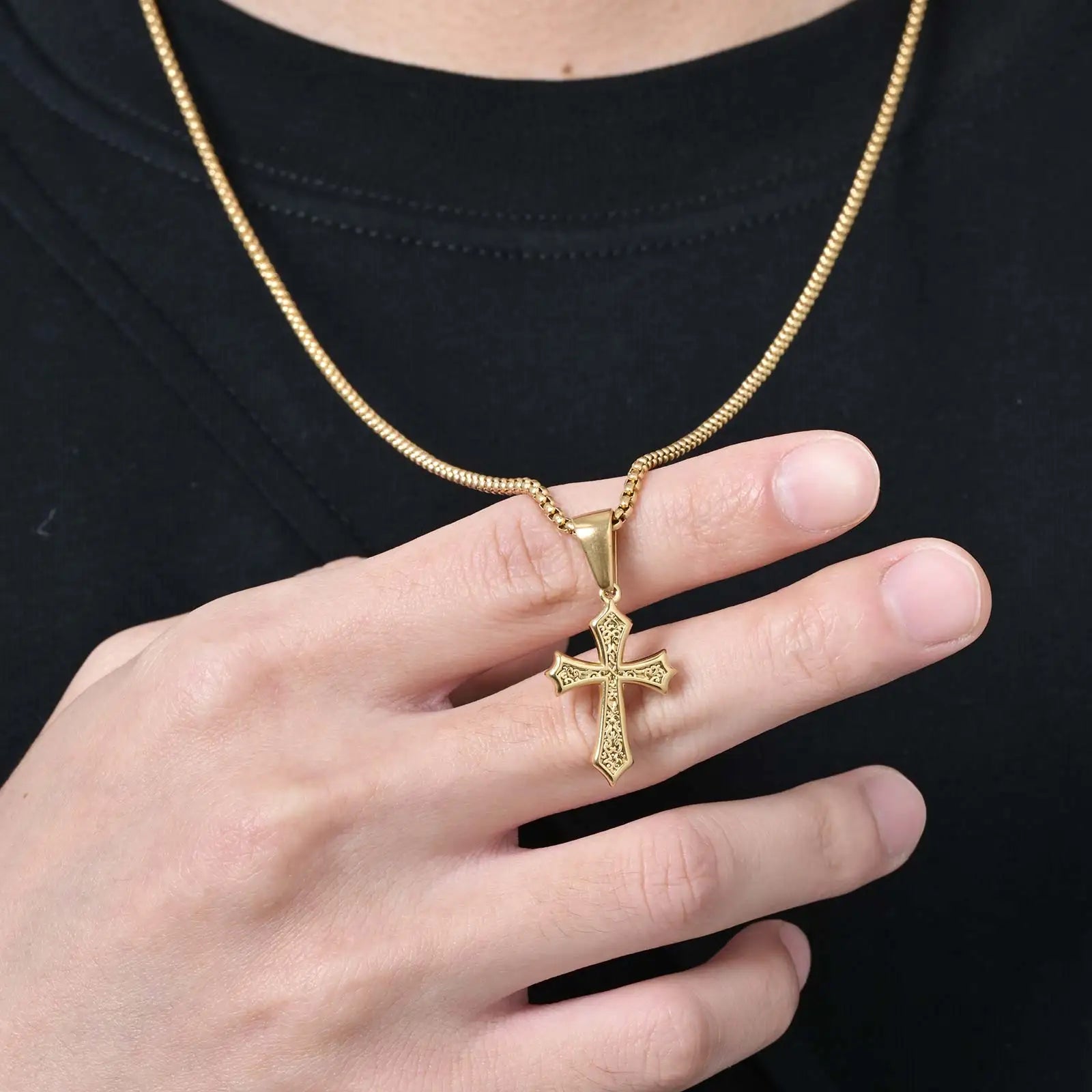 Hip Hop Cross Necklace for Men Women | Stainless Steel Chic Cross Pendant Christian Jewelry