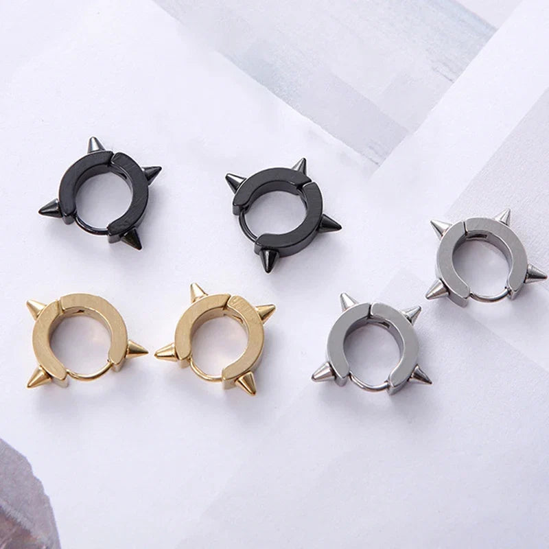 1Pair Punk Stainless Steel Spiky Thorn Stud Earrings | Unisex Gothic Hip Hop Jewelry