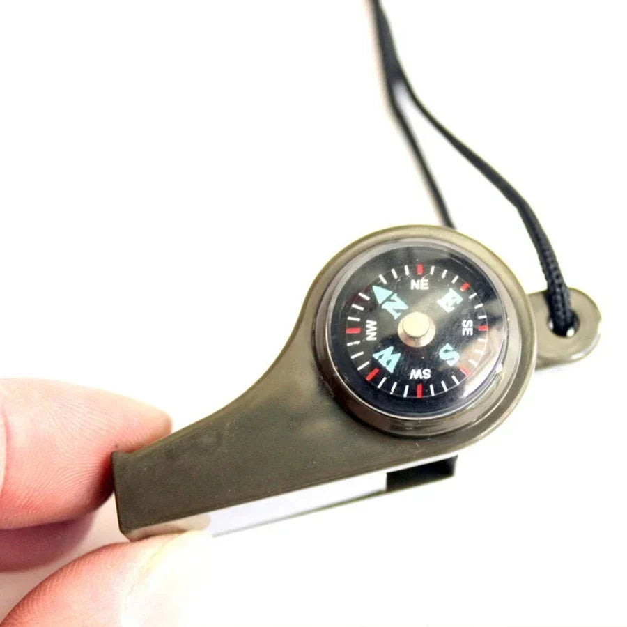 Multifunctional Outdoor Compass Whistle Thermometer | Portable Survival Gear