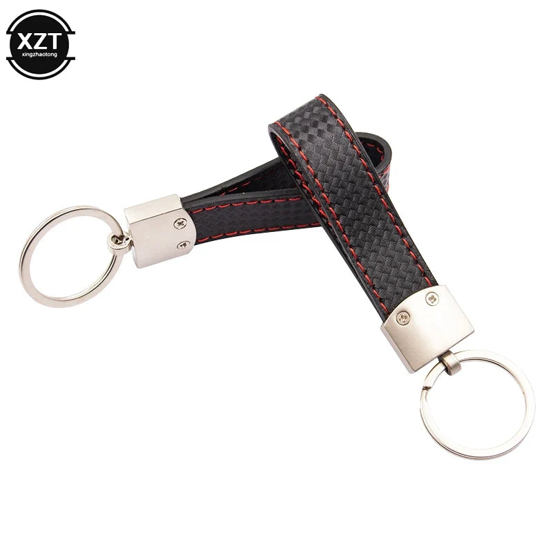 Fashion Black-Red Leather Car Keychain Key Ring | 3-Color Sports Keychain Pendant for Enthusiasts