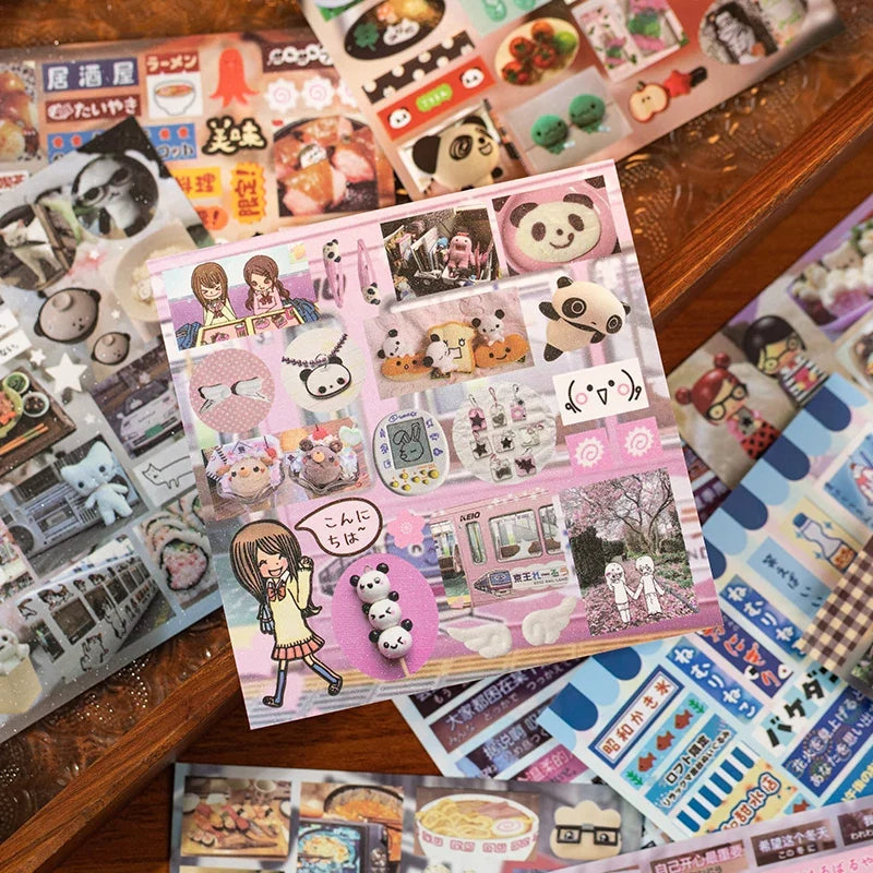 Mr Paper 30/60pcs Happiness Notebook Series Square Cut Film Sticker Book | Japan Korea Cute INS Style DIY Diary Decals