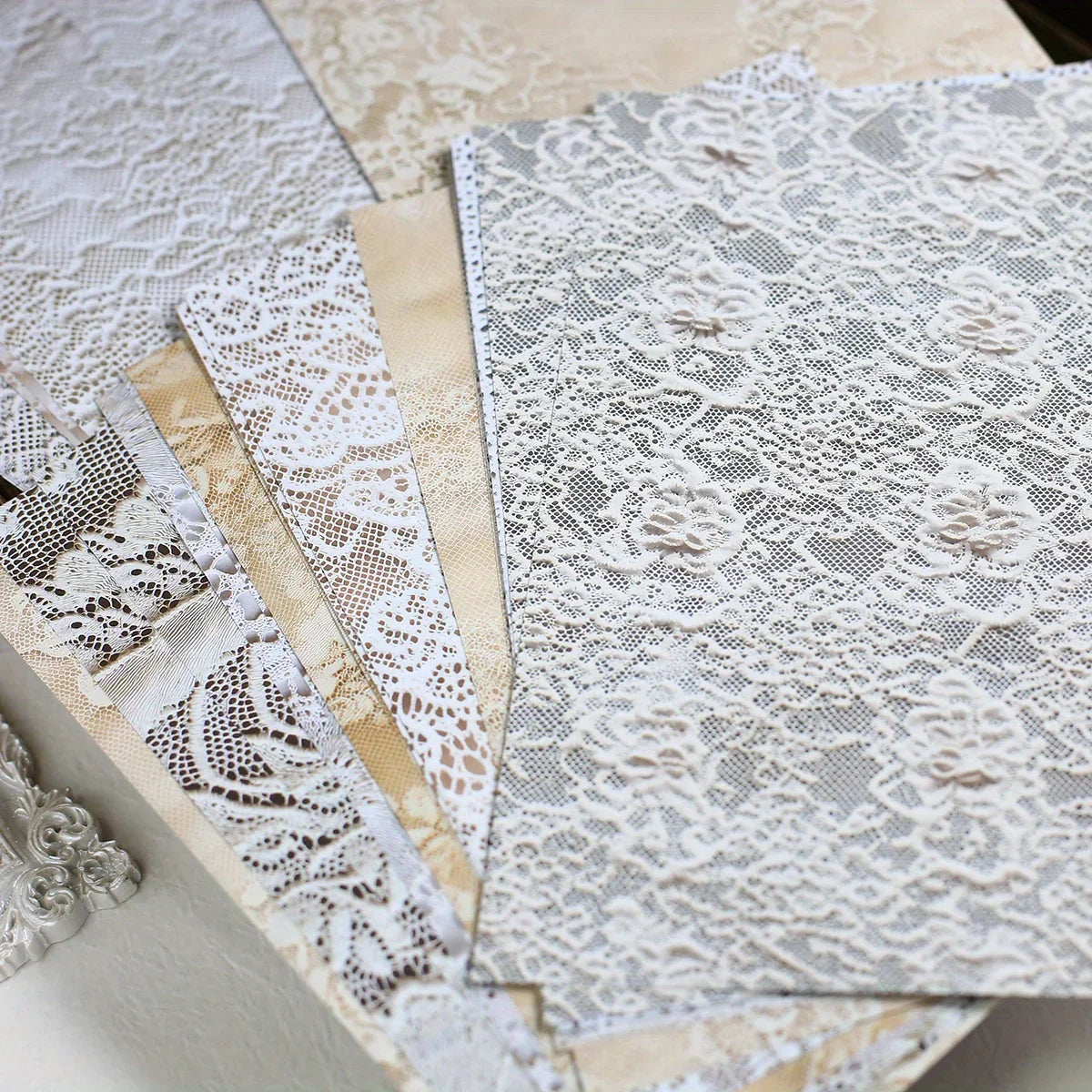 Vintage Lace Scrapbook Paper Set | 30 Sheets for Junk Journaling