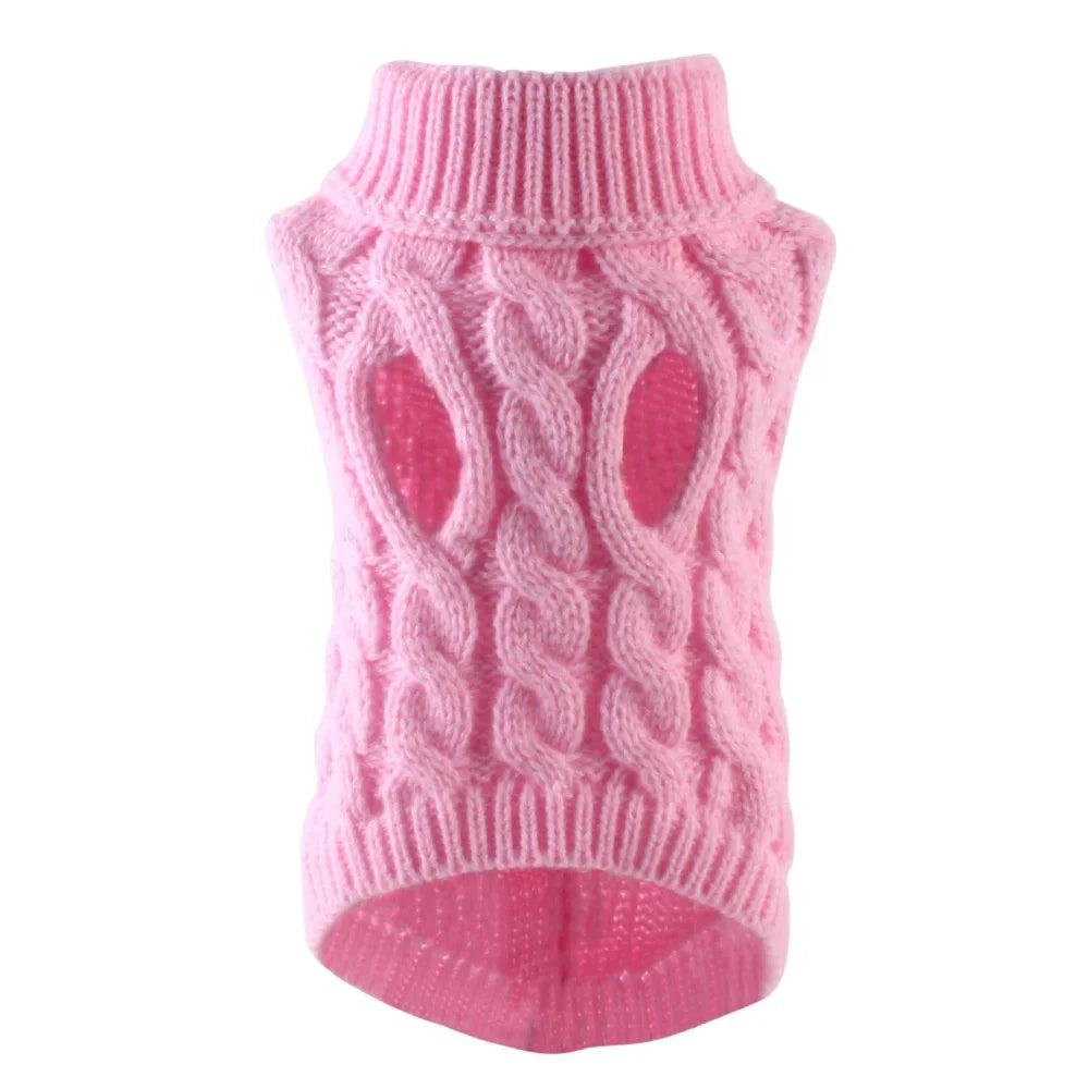 Classic Solid Knit Dog Sweater | Warm Winter Pullover for Small Breeds