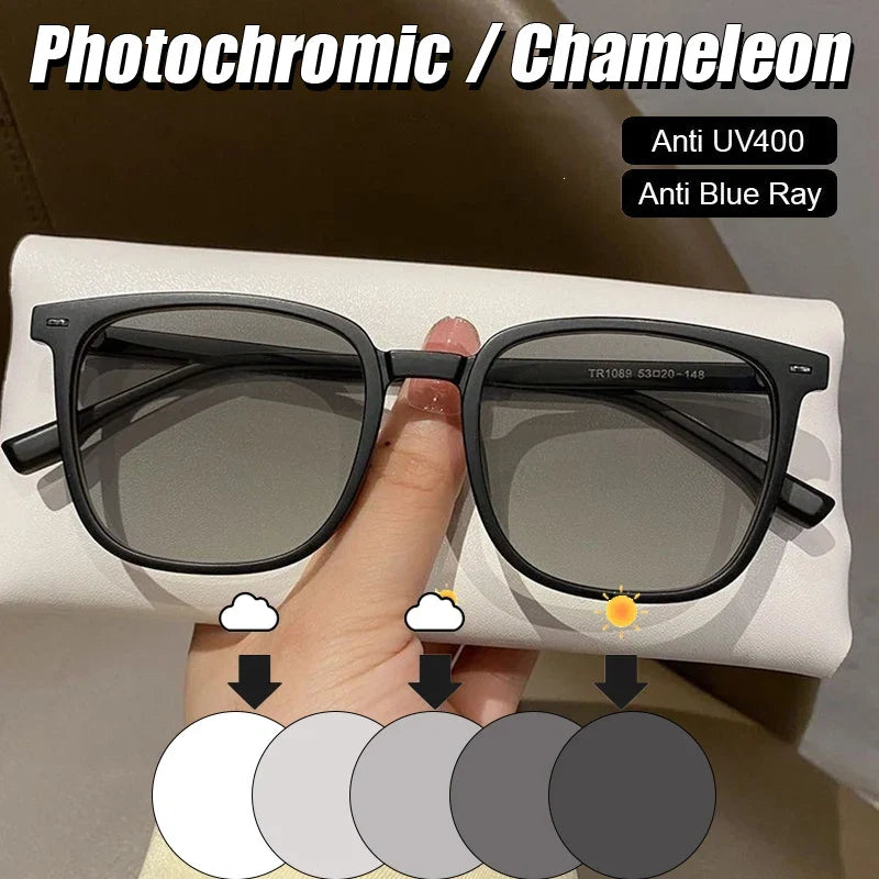 Ultra Light Square Photochromic Sunglasses | Replaceable Lens Eyewear for Men and Women
