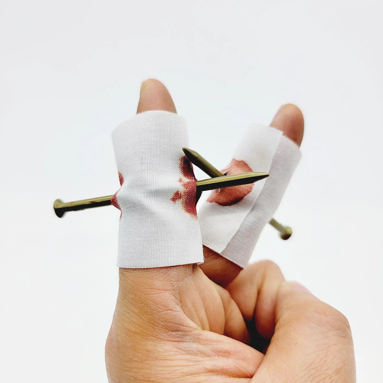 Fake Nail Through Finger Magic Trick | 5-Piece Bloody Prank Prop Set