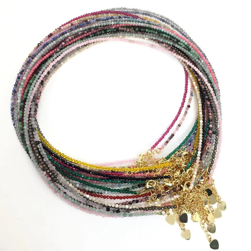 Faceted Gemstone Bead Choker Necklace and Bracelet Set | Natural Stone Jewelry for Men and Women