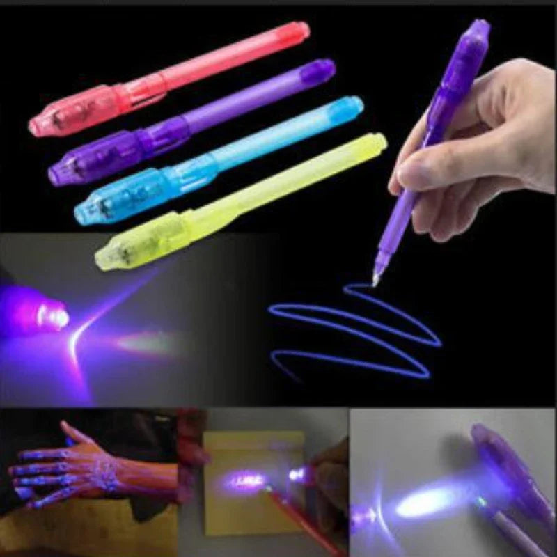 4pcs Luminous Light Pen Set | 2 in 1 UV Black Light Combo Drawing Invisible Ink Pen for Kids