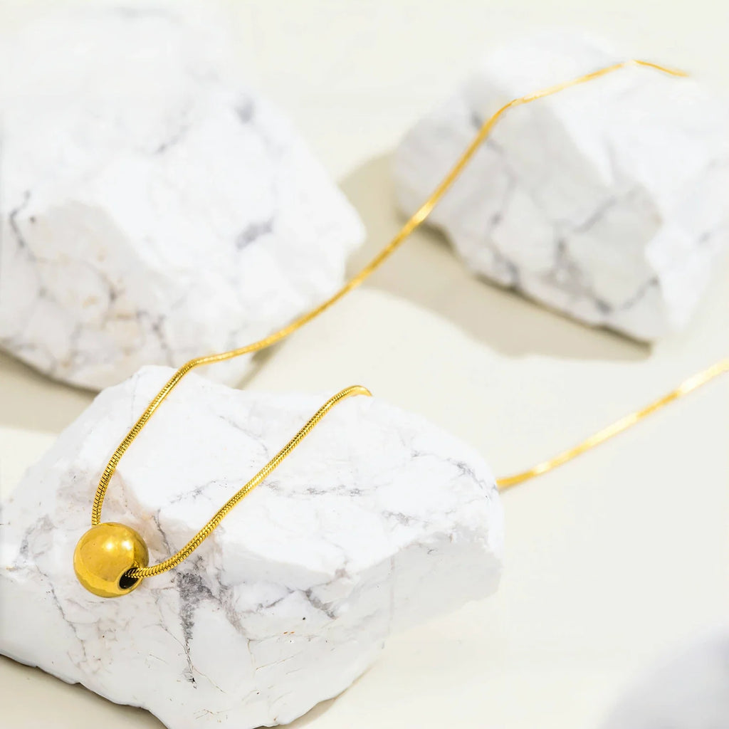 Minimalist Round Bead Necklace | Stainless Steel Handmade Chain for Women