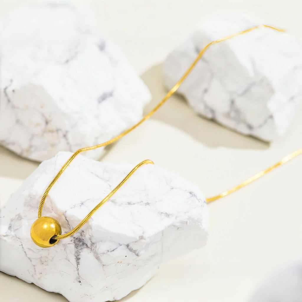 Minimalism Stainless Steel Round Bead Necklace | Handmade Chain Collar Jewelry for Women