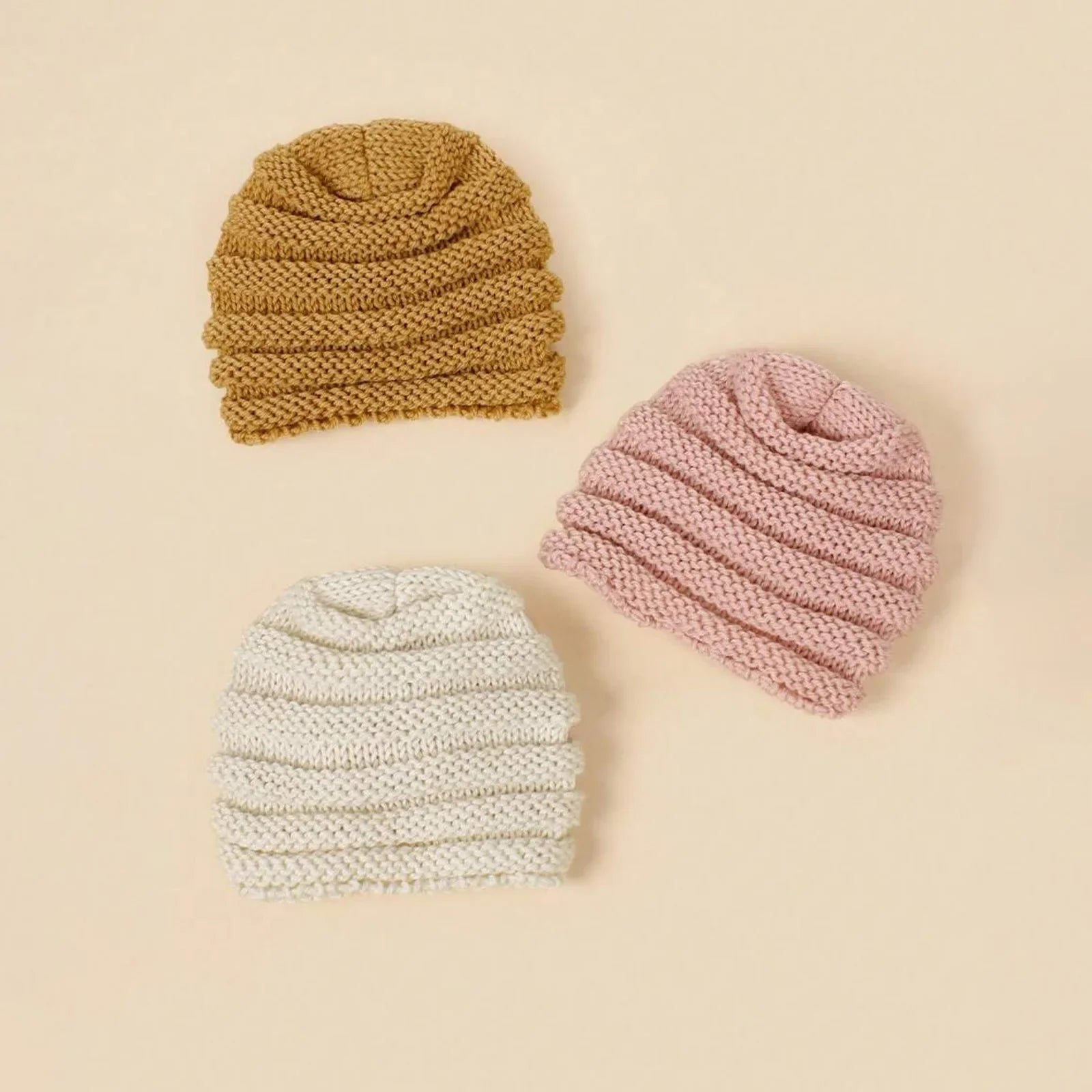 Baby Crochet Turban Hat with Flower Decor | Winter Warm Knit Headwrap for Infant Girls