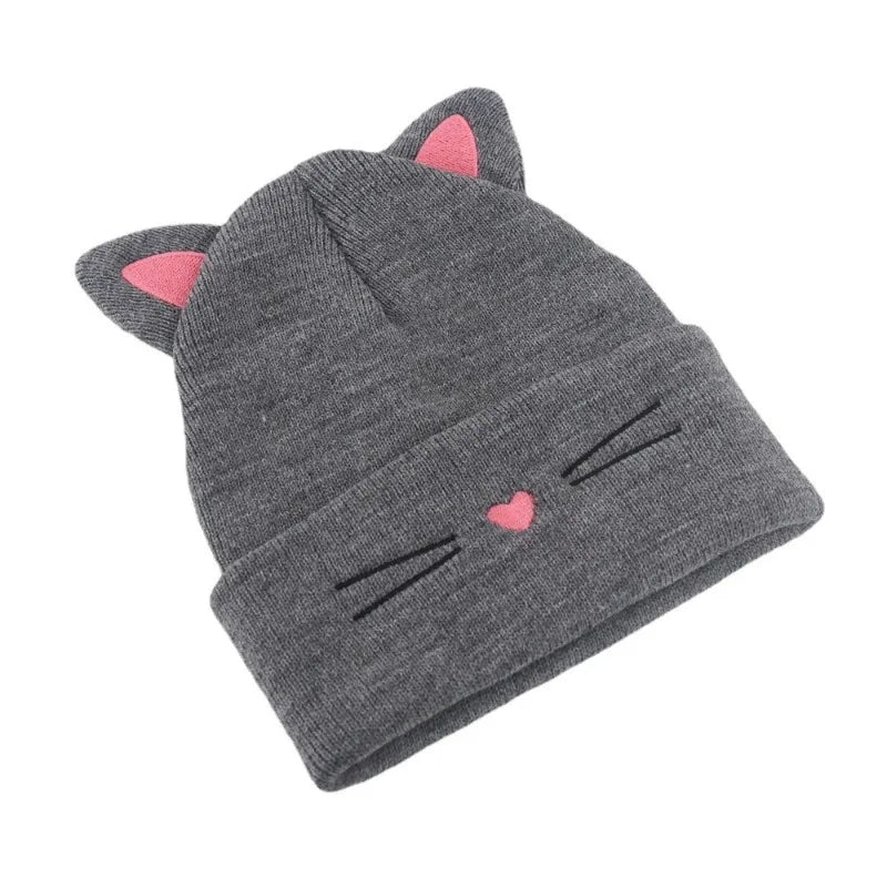Baby Cartoon Cat Ears Knitted Hat | Warm Cotton Beanie for Toddlers