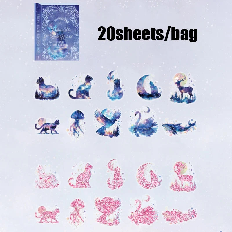 Mr. Paper 20pcs Floral Encounter PET Stickers | Botanical Theme Journal Decor