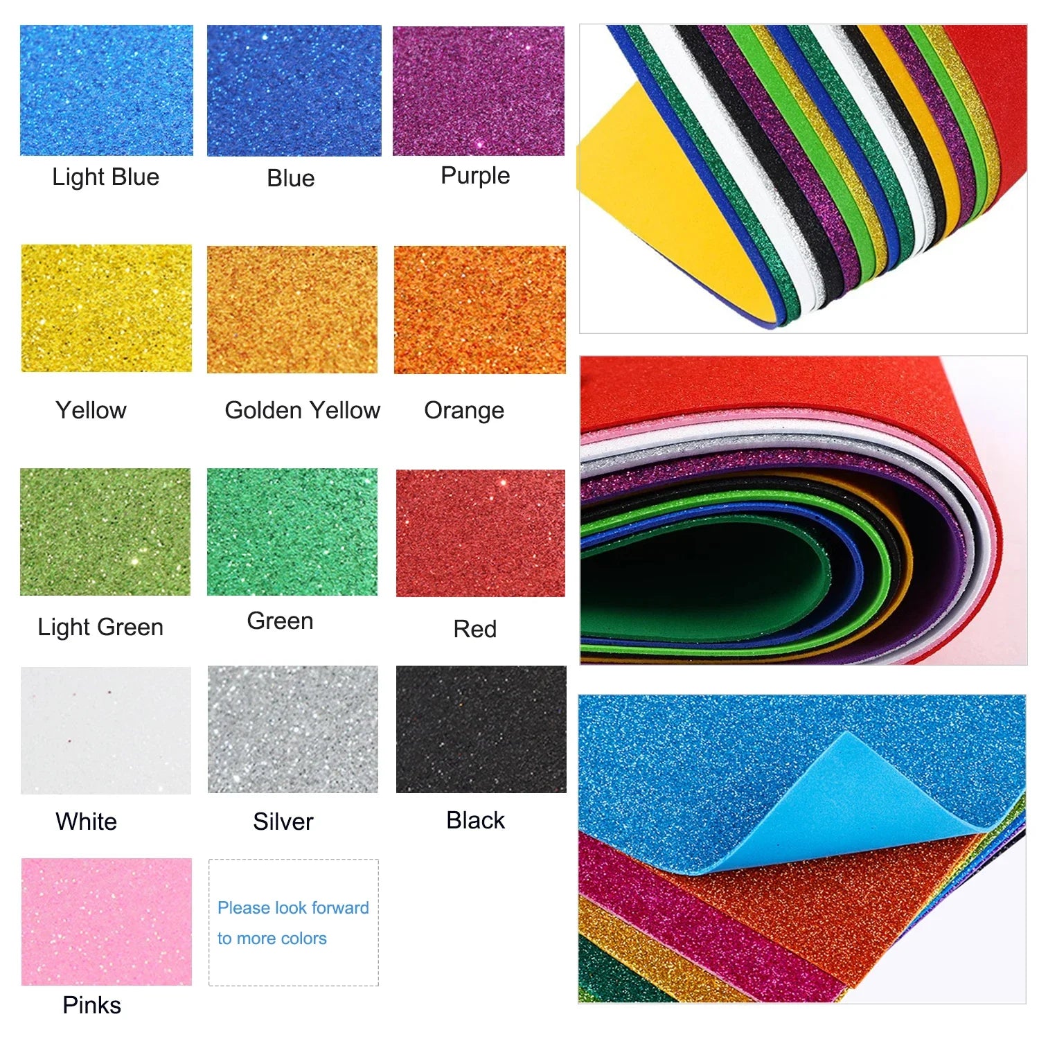 Glitter EVA Foam Sheet 40x60cm | Self-Adhesive Sparkly Foam Paper for DIY Crafts and Decor