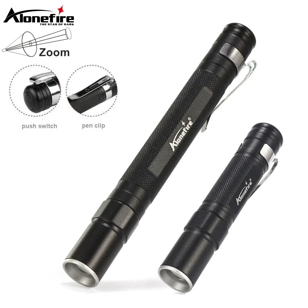 Alonefire 3W XPE LED Mini Penlight Flashlight | Portable Zoom Pocket Torch
