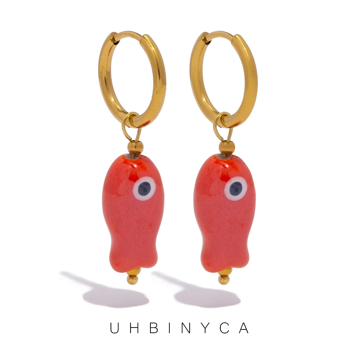 Stainless Steel Ceramic Fish Earrings | Colorful Dopamine Jewelry for Women