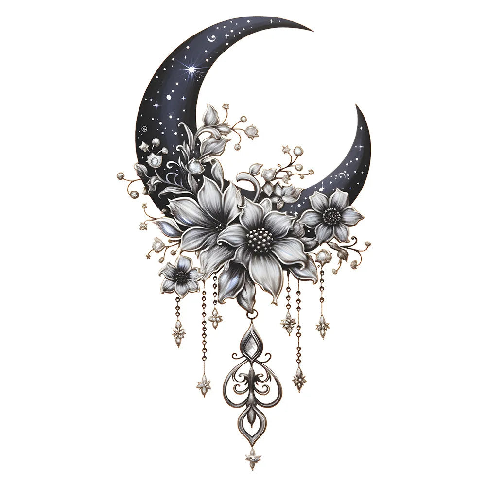 Moon Flower Vinyl Wall Sticker | Girl Room Decoration