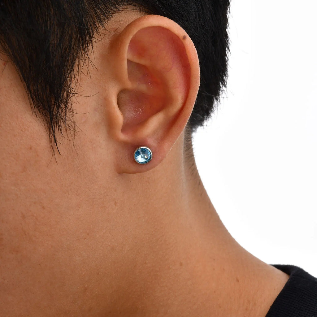 Anti Allergy Round Zircon Stud Earring for Men | AAA CZ Stainless Steel Hip Hop Classic Jewelry