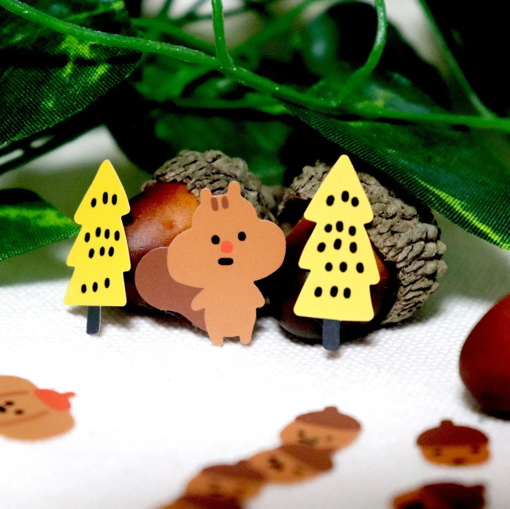 Cute Squirrel Acorn Stickers | Kawaii Paper Stickers for Scrapbooking and Journaling