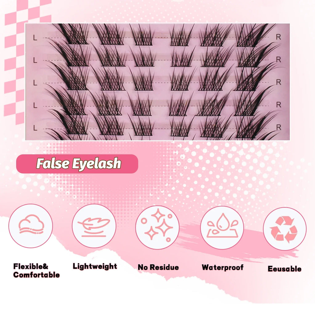 Natural Eyelash Clusters DIY 3D Cat Eye Lashes | C Curly Individual Lashes